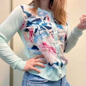 Anthropologie Pastel and Floral Button-Up Cardigan